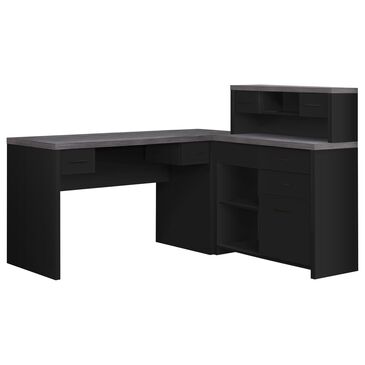 Monarch Specialties L-Shaped Computer Desk in Black and Grey, , large