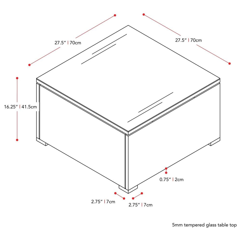 CorLiving Parksville Patio Square Coffee Table in Black, , large