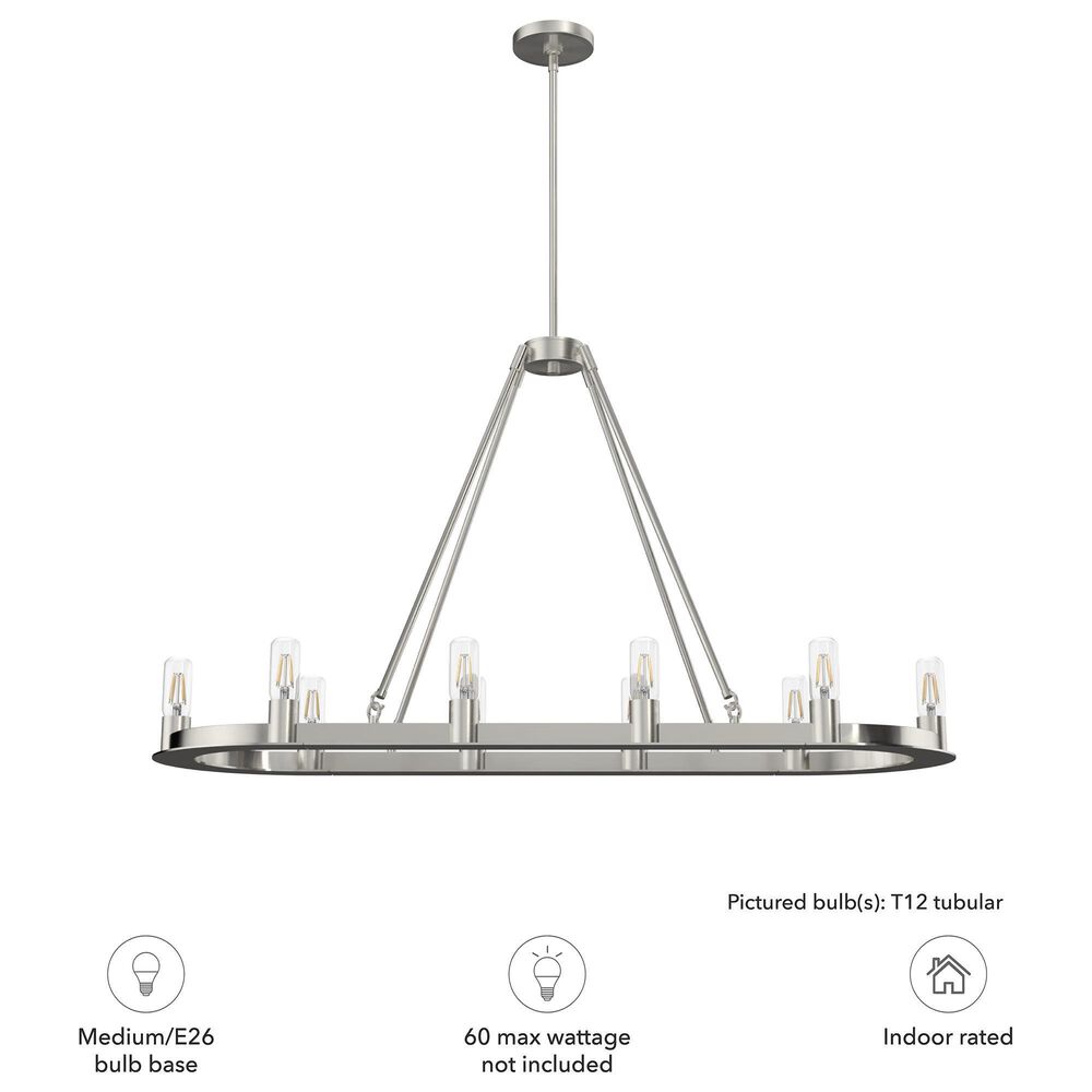 Hunter Saddlewood 10-Light Linear Chandelier in Brushed Nickel, , large