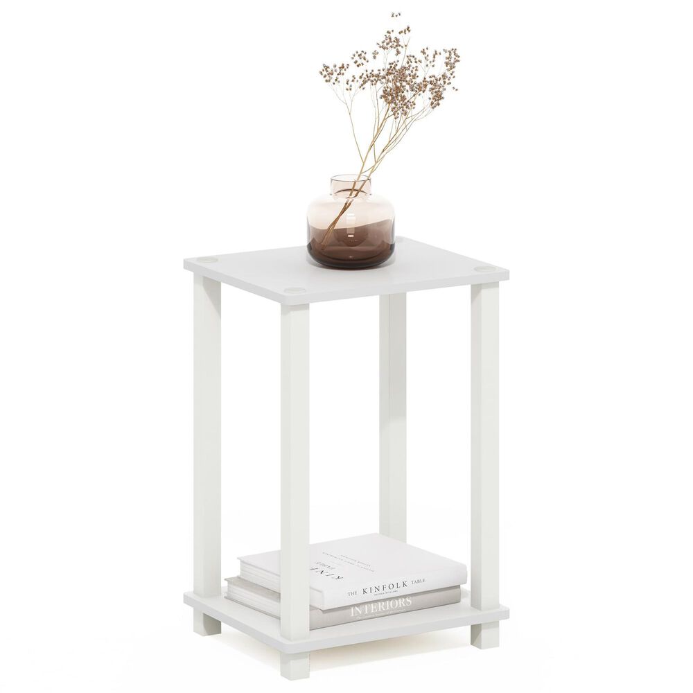 HOMLUX Simplistic 1-Tier End Table in White, , large