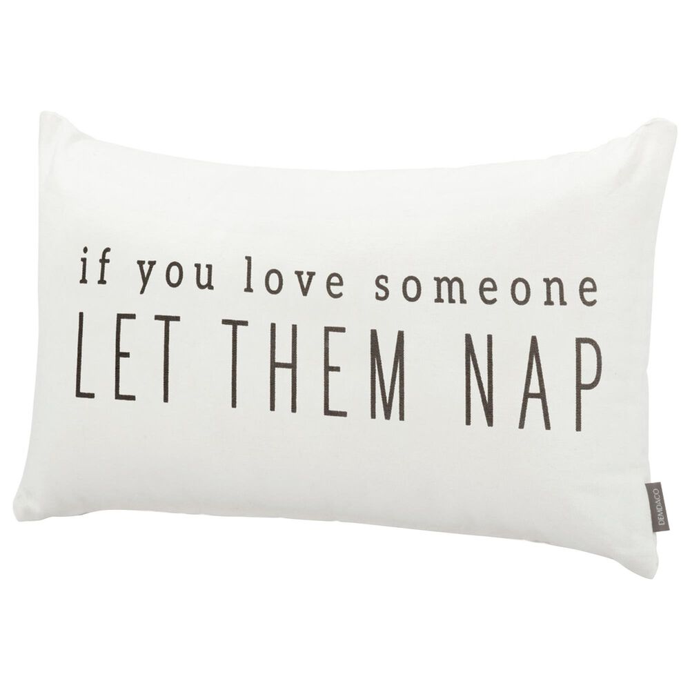 Demdaco Men&#39;s Gifts Let Them Nap 12&quot; x 21&quot; Lumbar Throw Pillow in Off White, , large