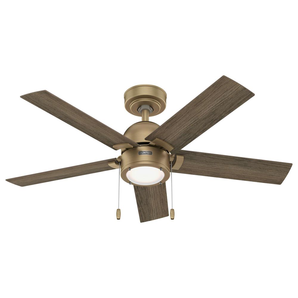 Hunter Erling 44" Ceiling Fan with LED Light in Burnished Brass, , large