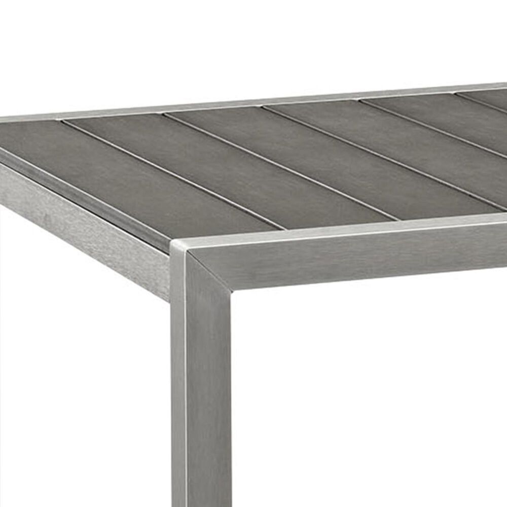 Modway Shore Outdoor Patio Aluminum Bar Table in Silver and Gray