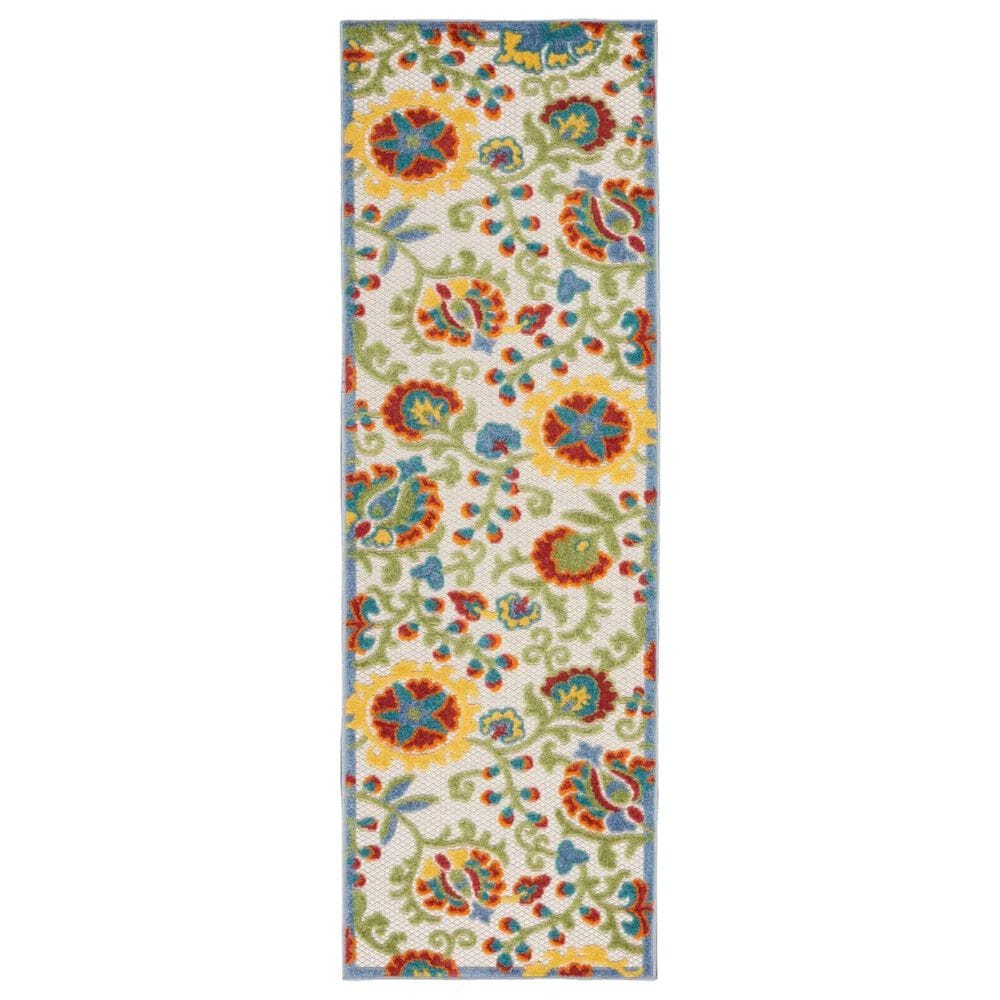 Nourison Aloha ALH17 2"3" x 8" Ivory and Multicolor Indoor/Outdoor Runner, , large