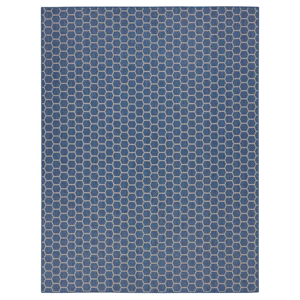 Nourison Twist Reversible 10" x 14" Blue Indoor/Outdoor Area Rug, , large