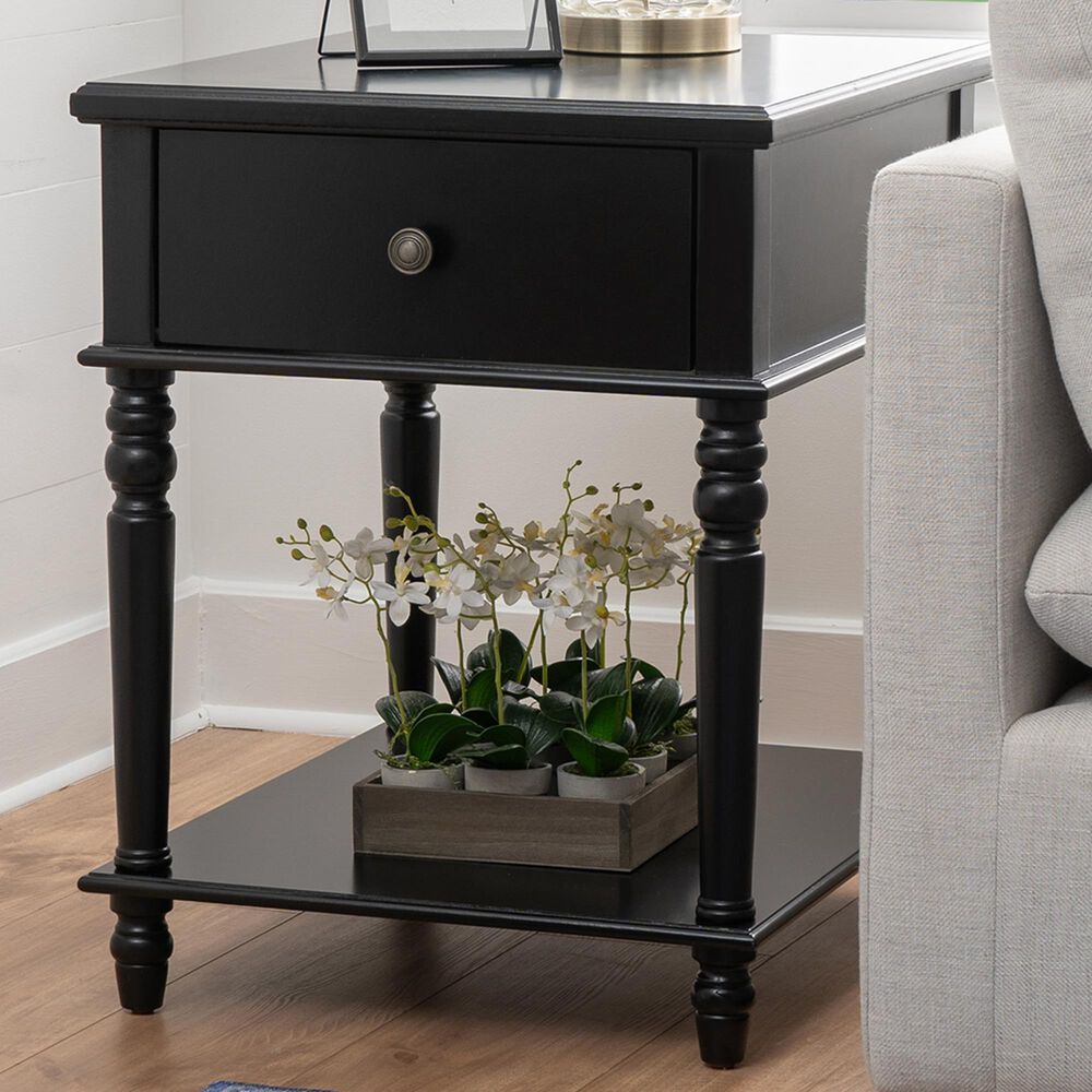 Linon Home Decor Mcghie Side Table in Matte Black, , large