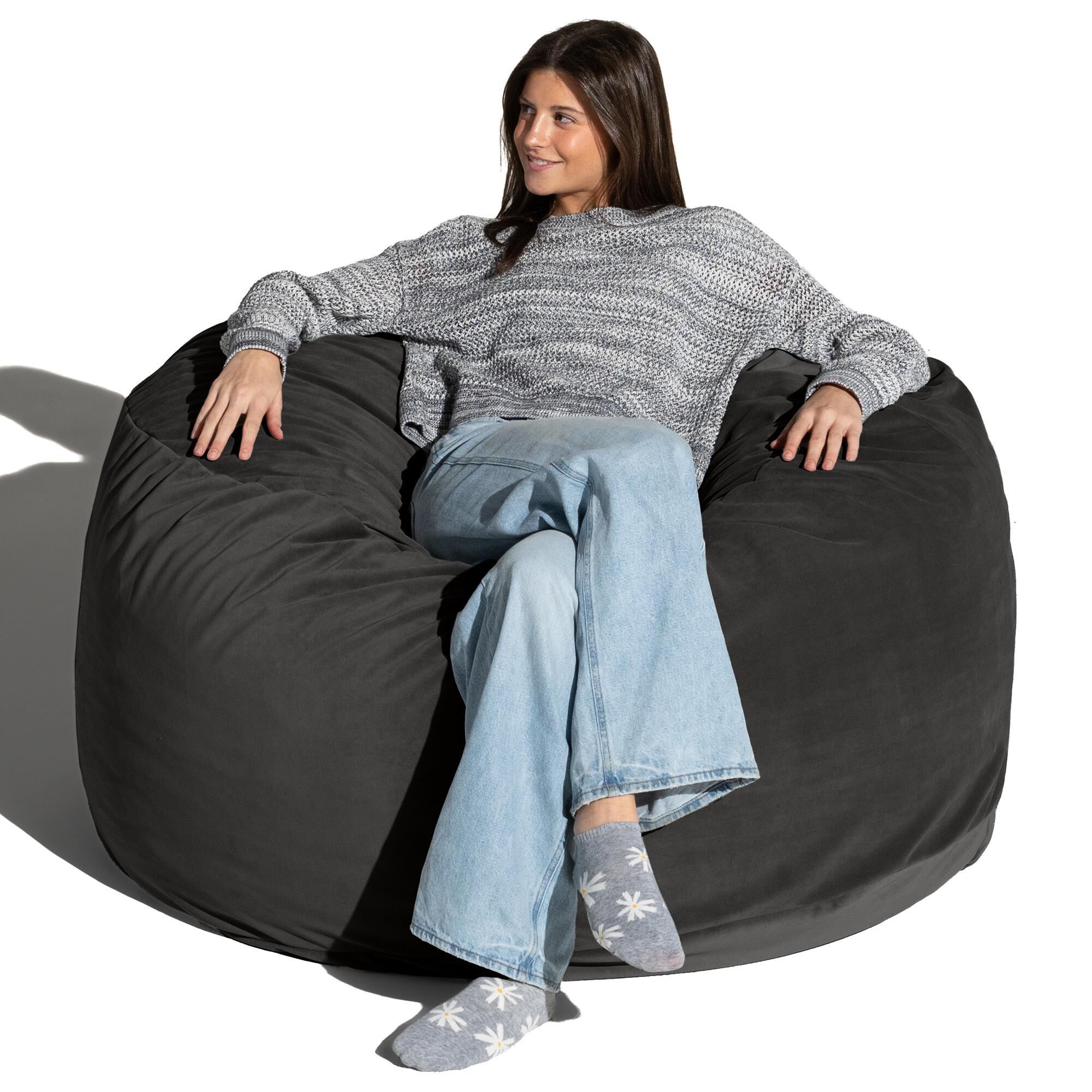 Jaxx Saxx 4' Large Round Bean Bag Chair in Black