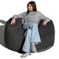 Jaxx Saxx 4" Large Round Bean Bag Chair in Black, , large