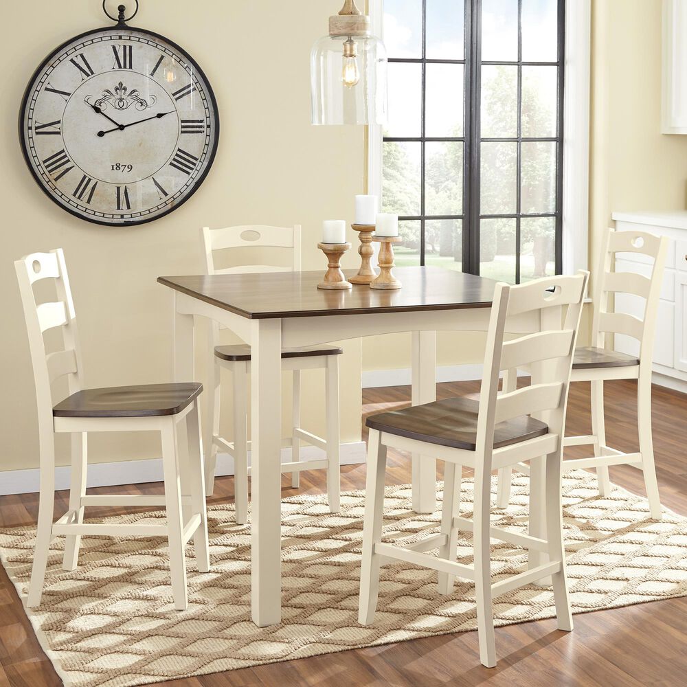 Signature Design by Ashley Woodanville 5-Piece Counter Table Set in Cream/Brown, , large