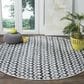 Safavieh Montauk Chevron 4" Round Ivory, Blue and Black Area Rug, , large