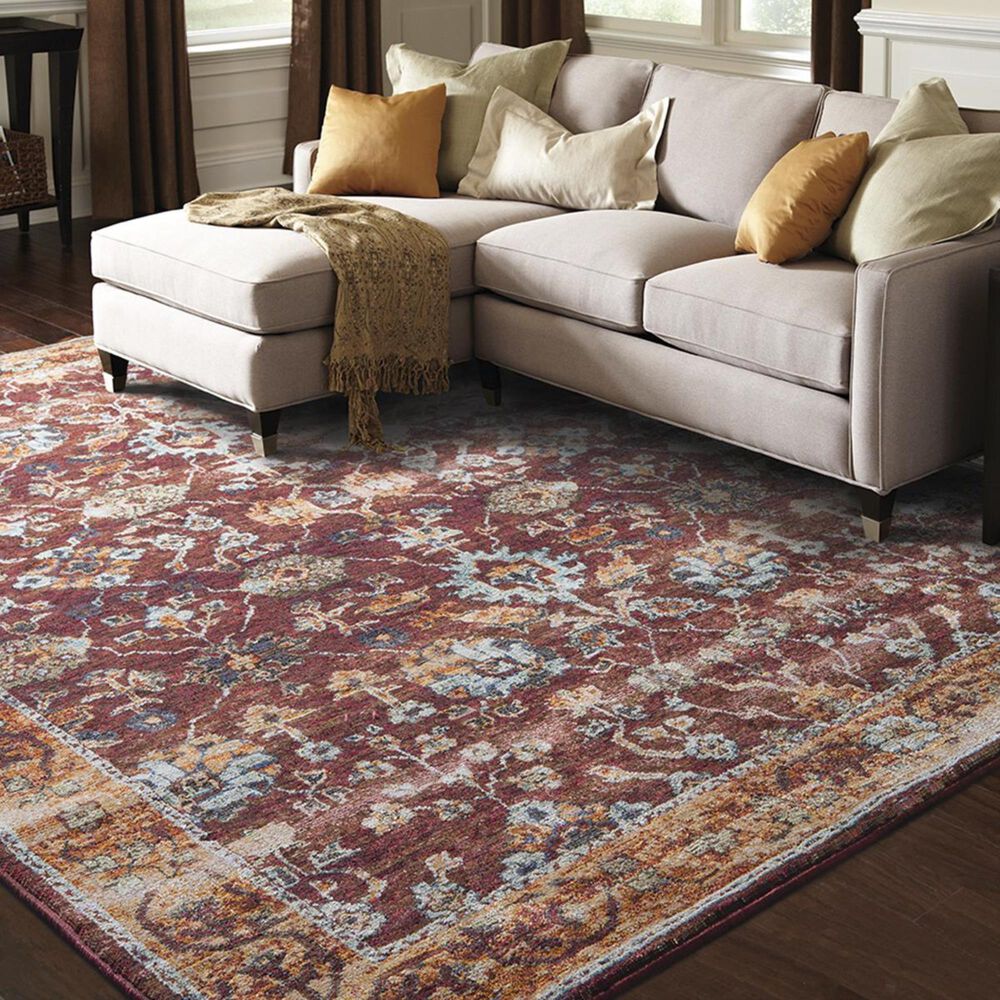 Oriental Weavers Andorra 7154A 10&#39; x 13&#39;2&quot; Red and Gold Area Rug, , large