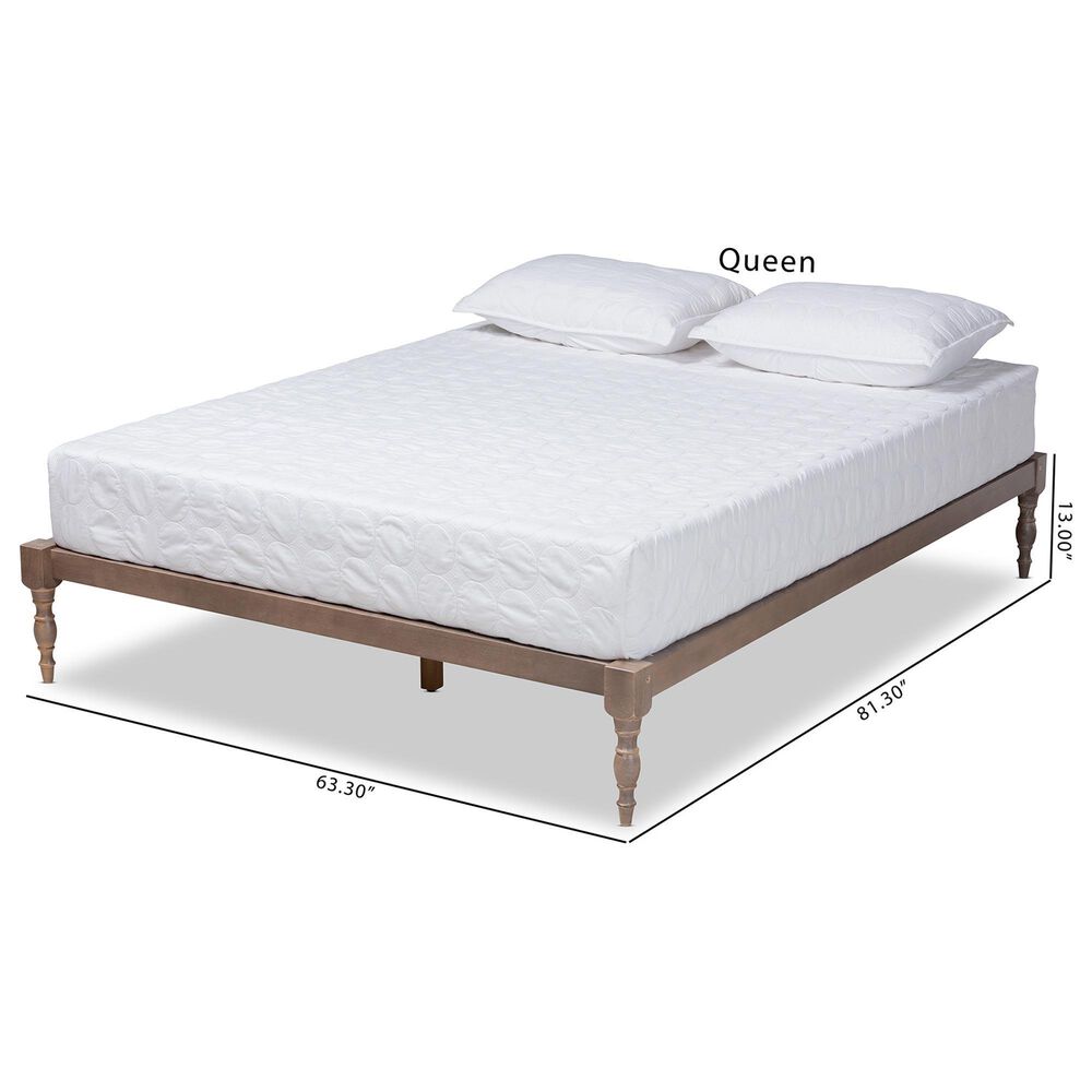 Baxton Studio Iseline Queen Platform Bed Frame in Antique Oak, , large