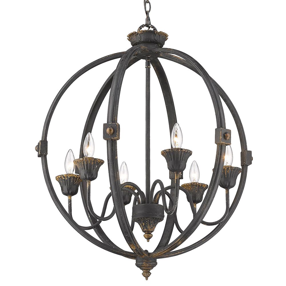Golden Lighting Jules 6-Light Chandelier in Antique Black, , large