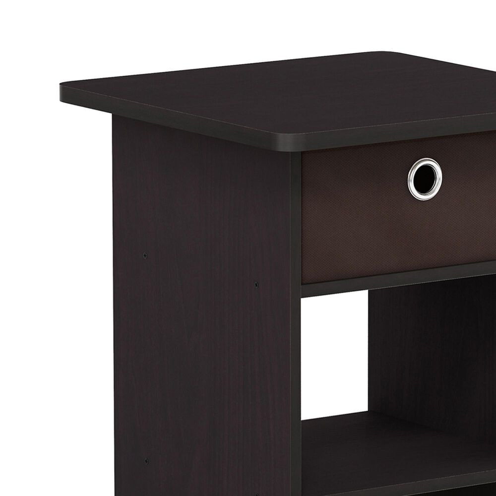 HOMLUX 1-Drawer Modern Nightstand with Open Shelf in Dark Walnut, , large