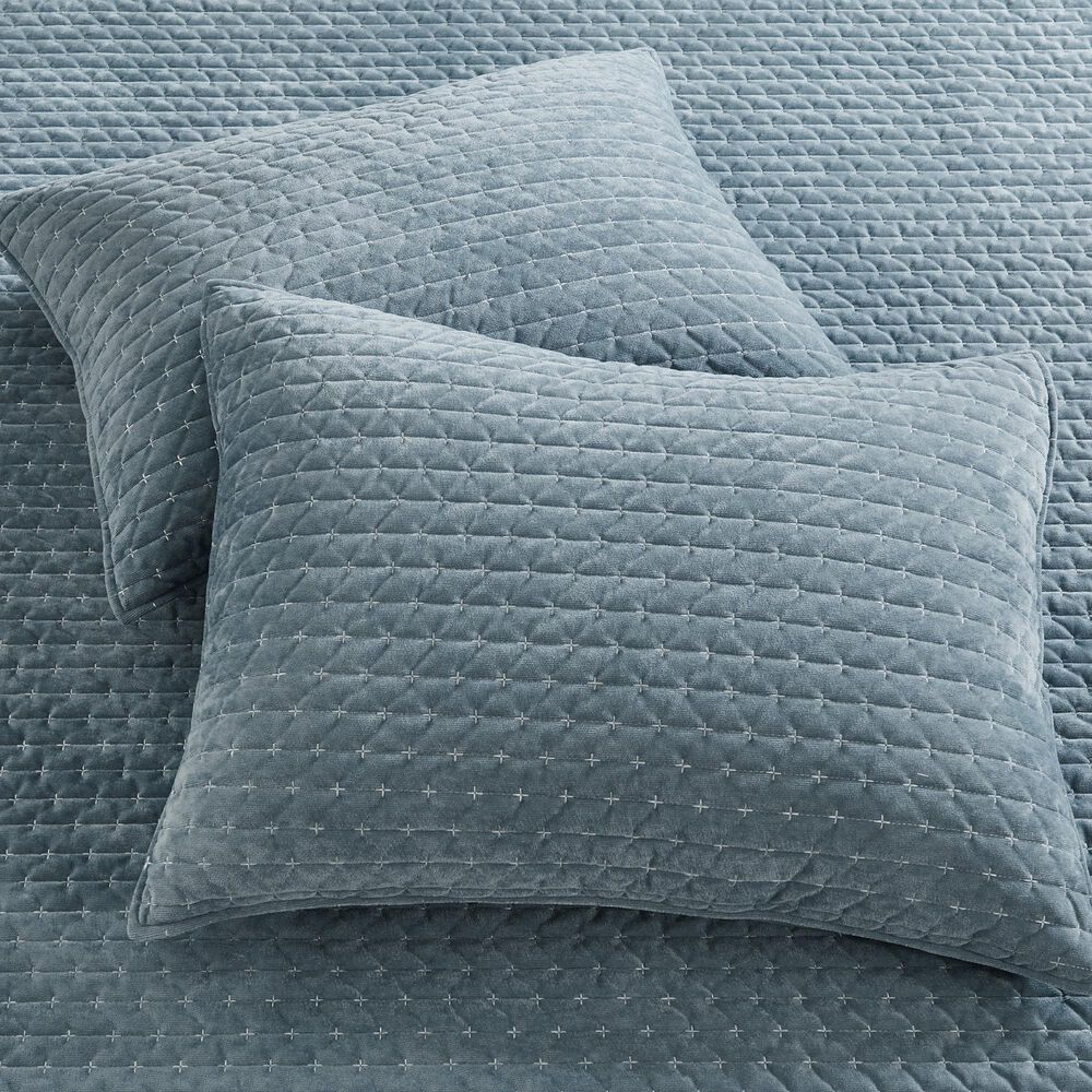Levtex Velvet Stitch 3-Piece Full/Queen Quilt Set in Chambray, , large