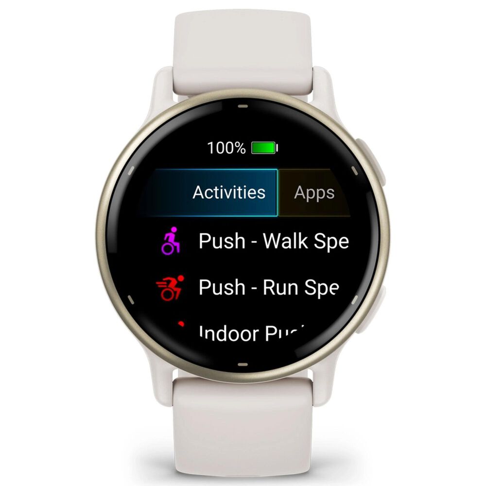Garmin Vivoactive 5 Smartwatch 42.2mm Cream Gold Aluminum Bezel Case with Ivory Silicone Band, , large