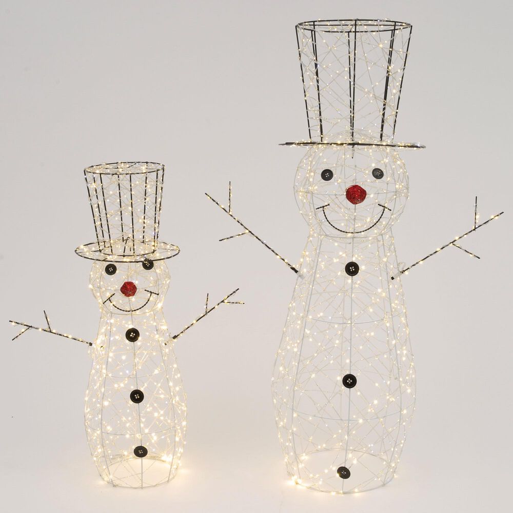 The Gerson Company 2-Piece UL Electric Lighted Holiday Snowmen Set in White, , large