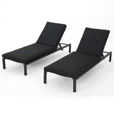 Hearth and Haven Navan Outdoor Foldable and Stackable Chaise Lounge in Dark Grey (Set of 2), , large