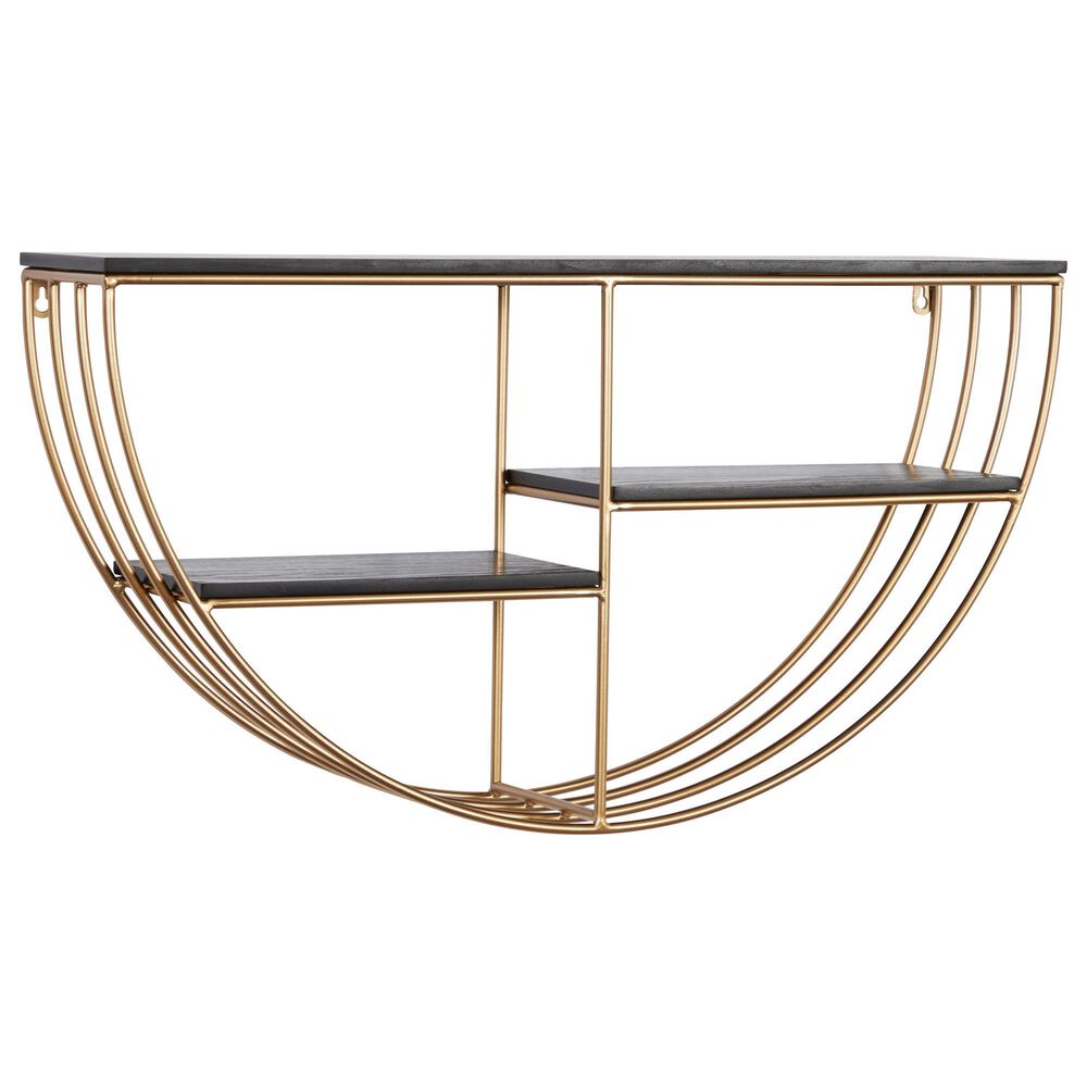 Maple and Jade Half Circle Wall Shelf in Gold, , large