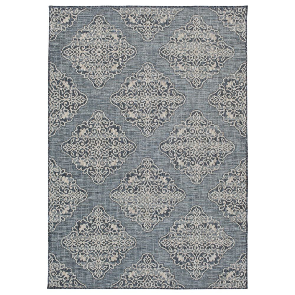 Central Oriental Melbourne Devora 7"10" x 9"10" Lagoon and Vanilla Area Rug, , large