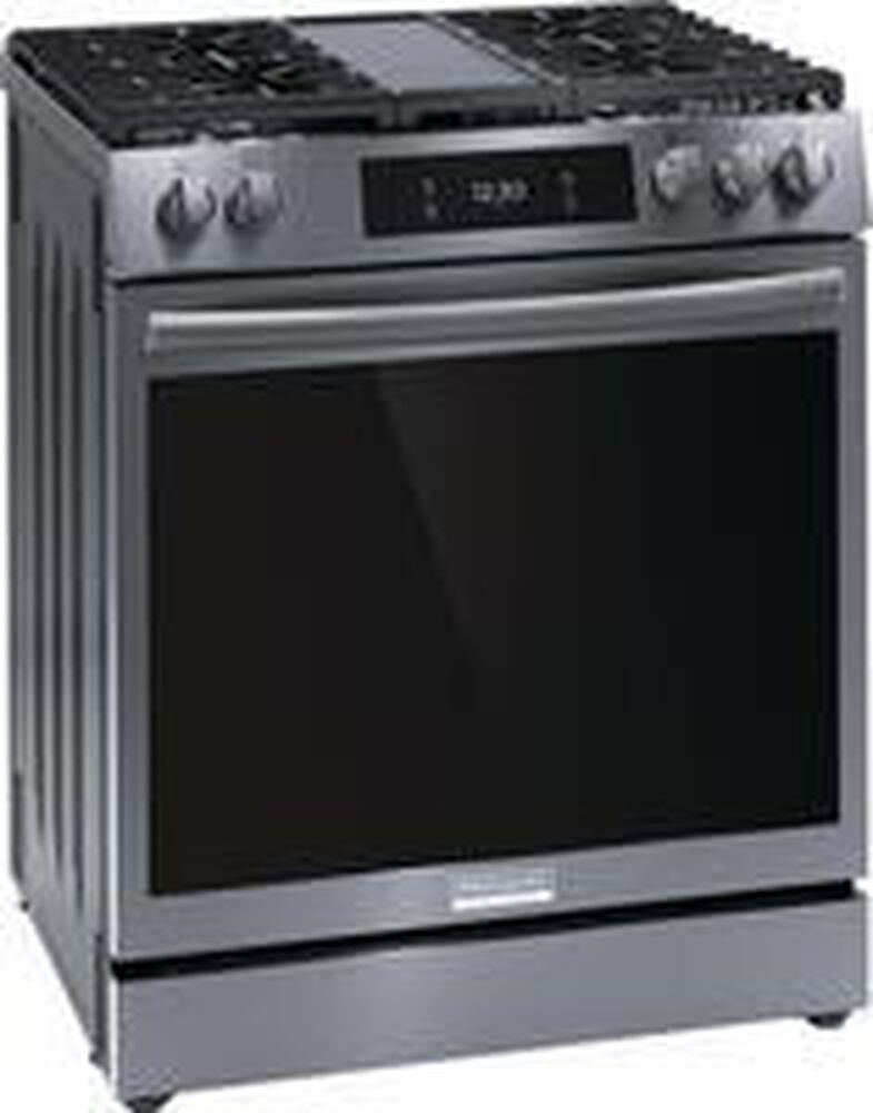Frigidaire Gallery 30" Front Control Gas Range with Total Convection in Black Stainless Steel, , large