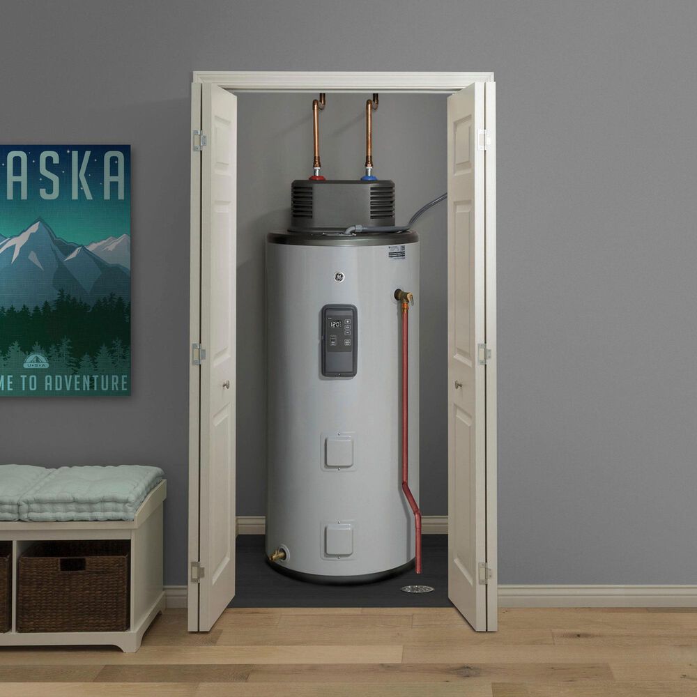GE Appliances 50-Gallon Smart Short Electric Water Heater with Flexible Capacity in Gray, , large