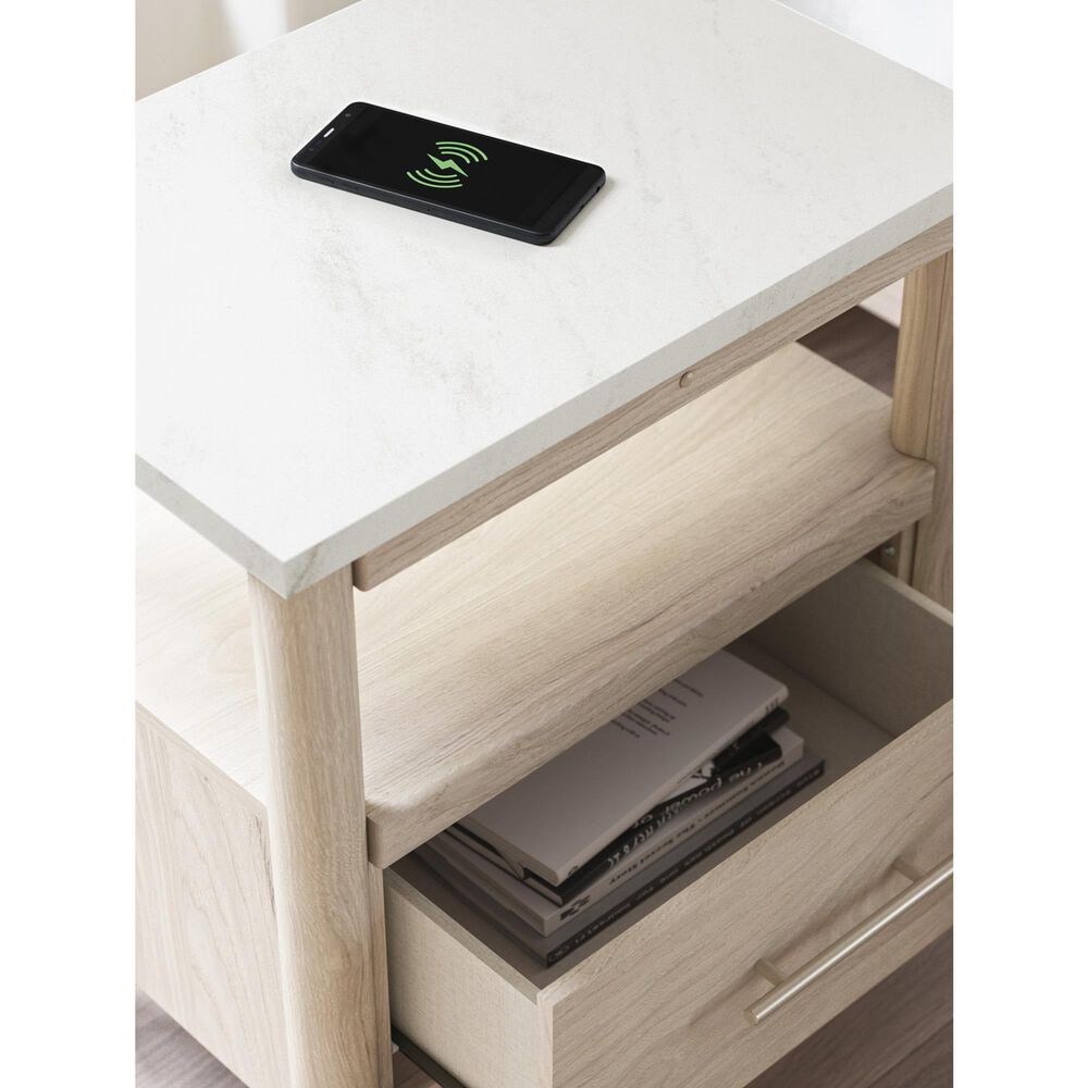 Ashley Cadmori 1-Drawer Nightstand in Brown and White, , large