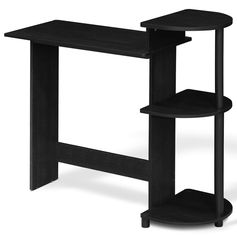 HOMLUX Compact Computer Desk with 3 Side Storage Shelves in Americano and Black, , large