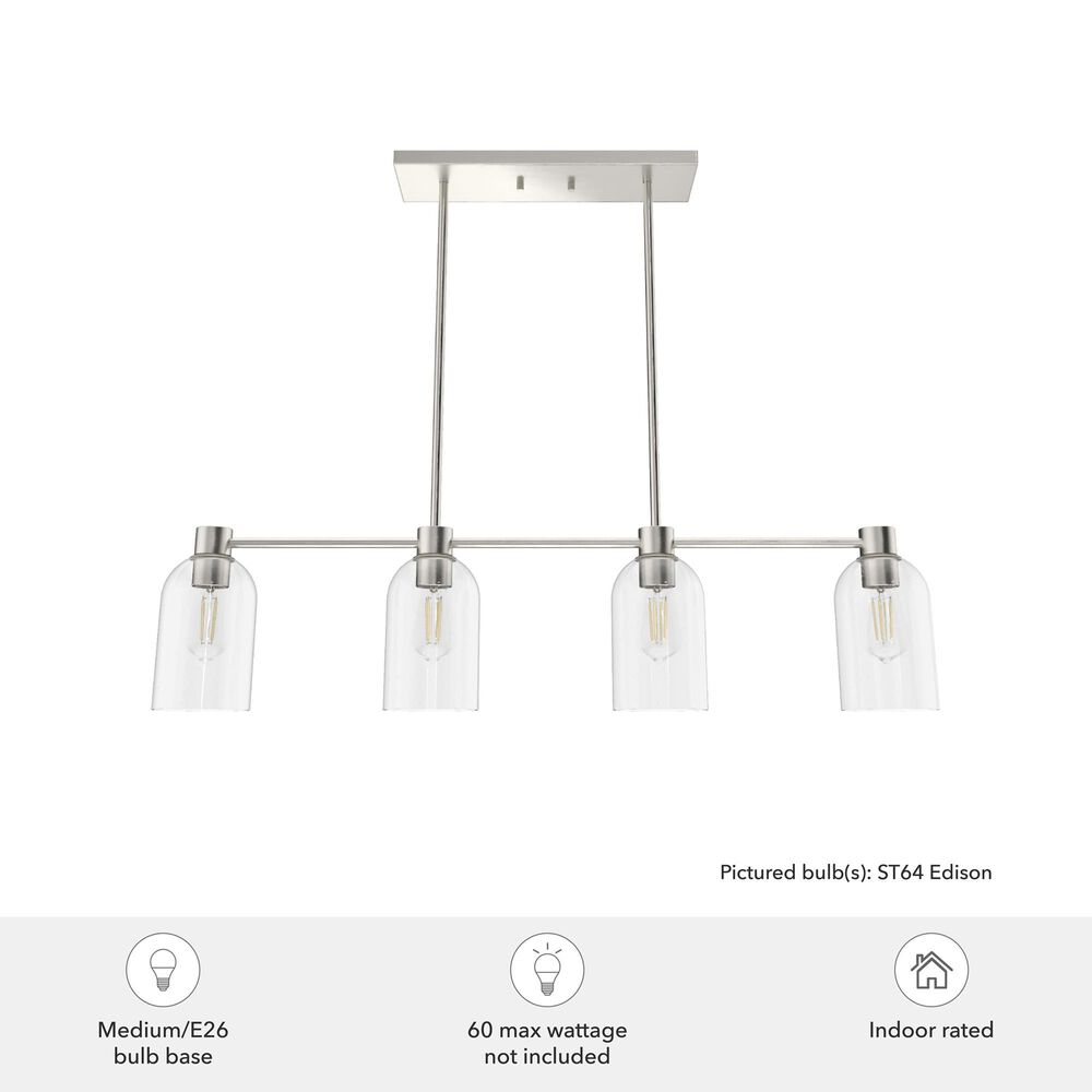 Hunter Lochmeade 4-Light Linear Chandelier in Brushed Nickel, , large