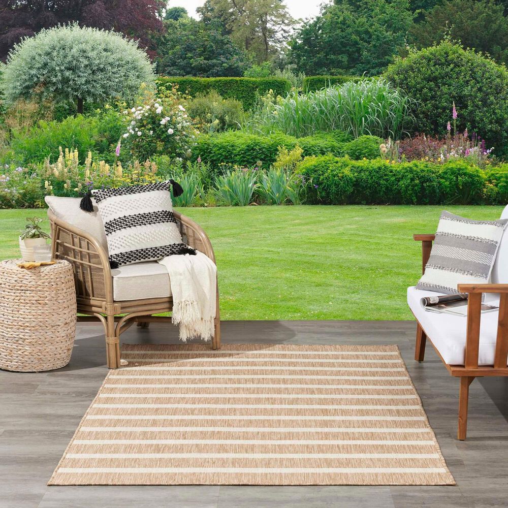 Nourison Positano POS03 Beige and Ivory 4&#39; x 6&#39; Indoor/Outdoor Area Rug, , large
