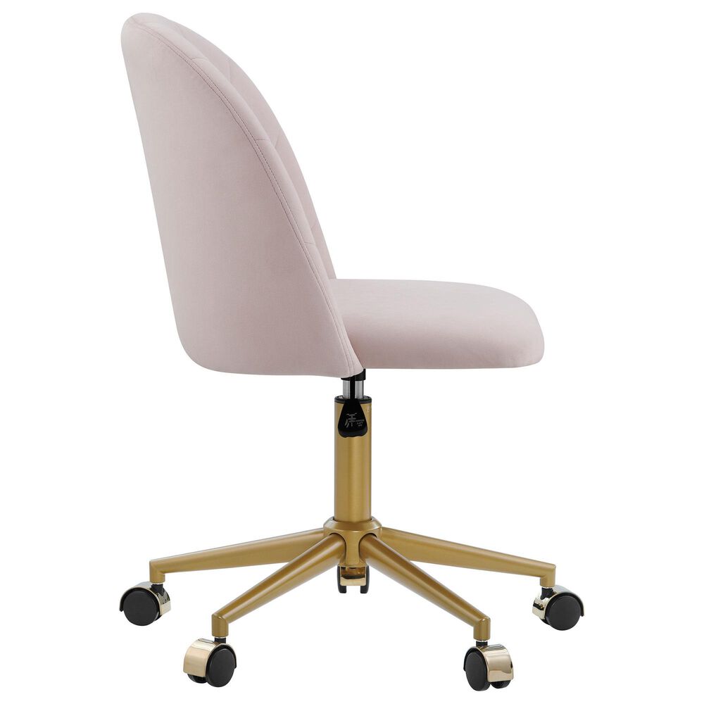 Linon Home Decor Adalynn Swivel Desk Chair with Blush Pink Cushion in Gold, , large