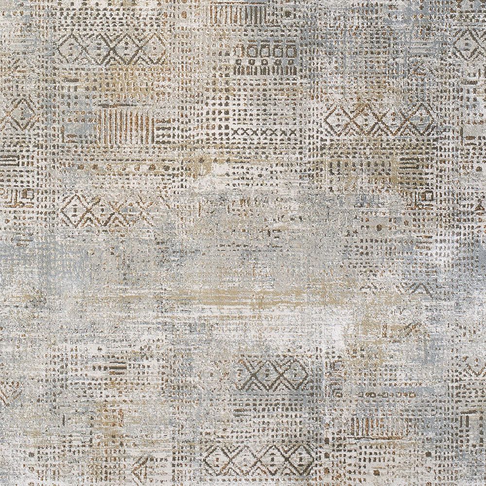 Surya Brunswick Cream, Light Gray, Charcoal, Light Brown, Mustard and Medium Brown 6'7" Round Area Rug, , large