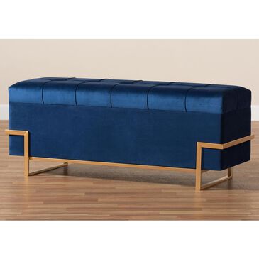 Baxton Studio Parker Storage Ottoman in Navy Blue and Gold, , large