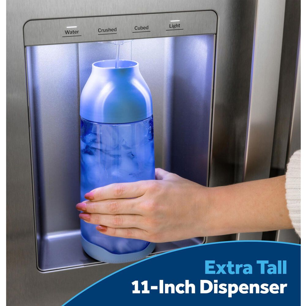 GE Appliances 27.7 Cu. Ft. Side-By-Side Refrigerator with LED Light Walls and Extra Tall Dispenser in Fingerprint Resistant Stainless Steel, , large