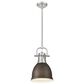 Golden Lighting Duncan 1-Light Small Pendant with Rod and Rubbed Bronze Shade in Pewter, , large