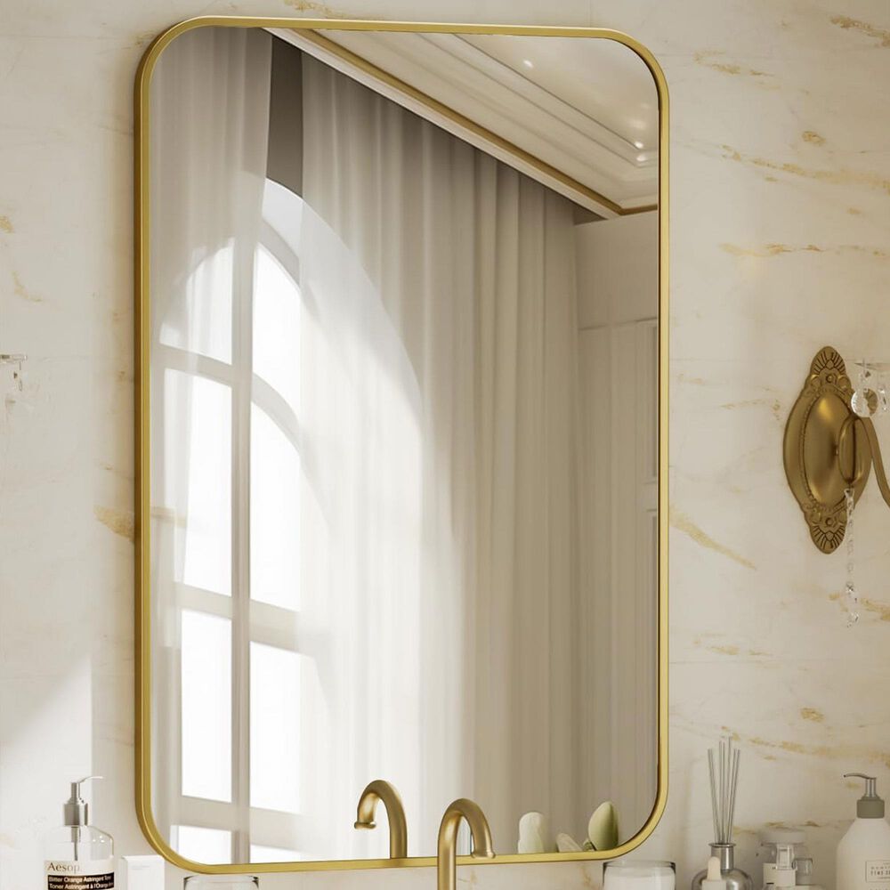 HOMLUX 24" x 36" Rectangular Wall Mirror in Gold, , large