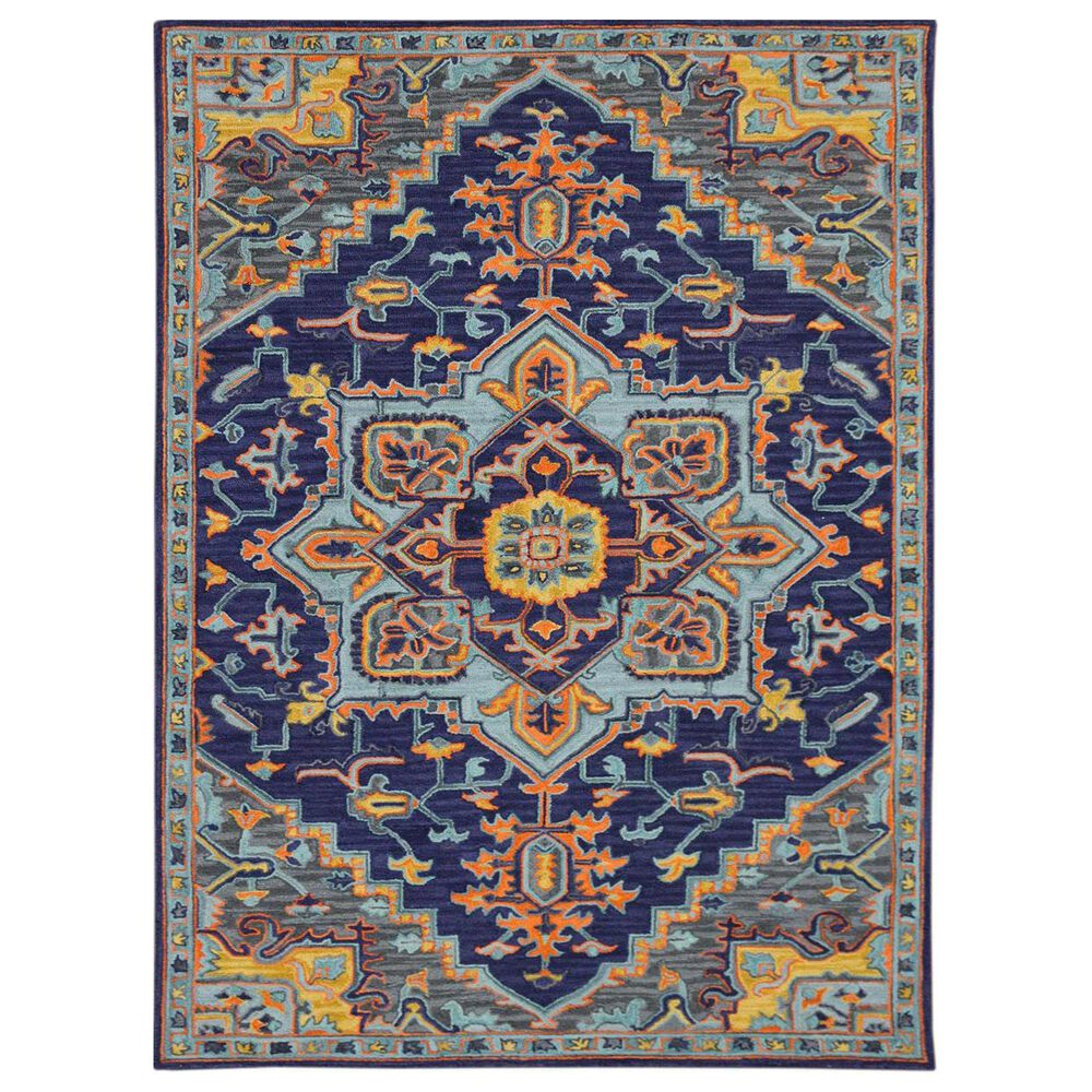 Amer Rugs Boho 2" x 3" Blue and Orange Area Rug, , large