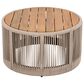 Hearth and Haven 2-Piece Outdoor Coffee Table and Side Table Set with Woven Rope Design in Beige and Teak, , large