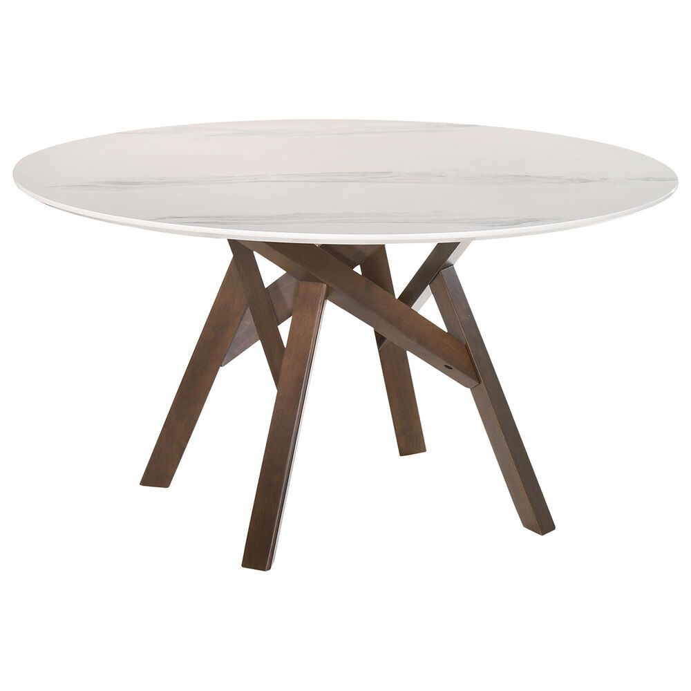 Blue River Venus and Rowan 5-Piece Dining Set with Gray Cushion in Walnut and White, , large