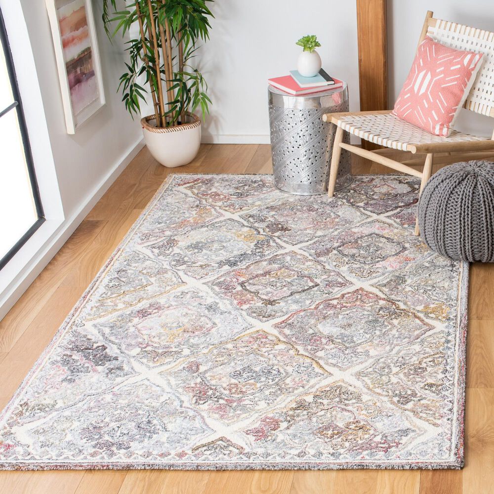 Safavieh Micro-Loop Oriental 4&#39; x 6&#39; Grey and Ivory Area Rug, , large