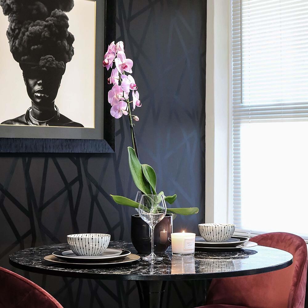Tempaper Genevieve Gorder Intersections Black on Black Peel and Stick