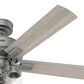 Hunter Hartland 52" Clear Seeded Ceiling Fan with LED Lights in Matte Silver, , large