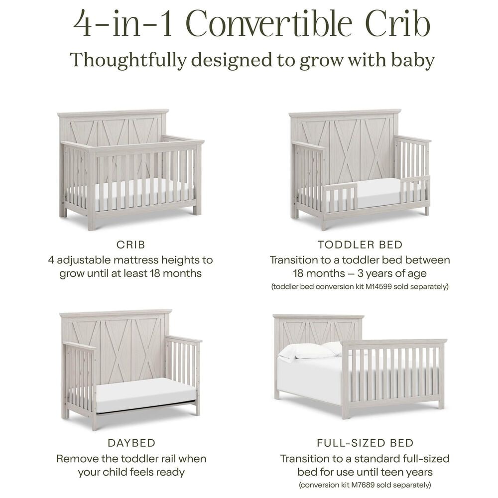 DaVinci Emory Farmhouse 4-in-1 Convertible Crib in White Driftwood, , large