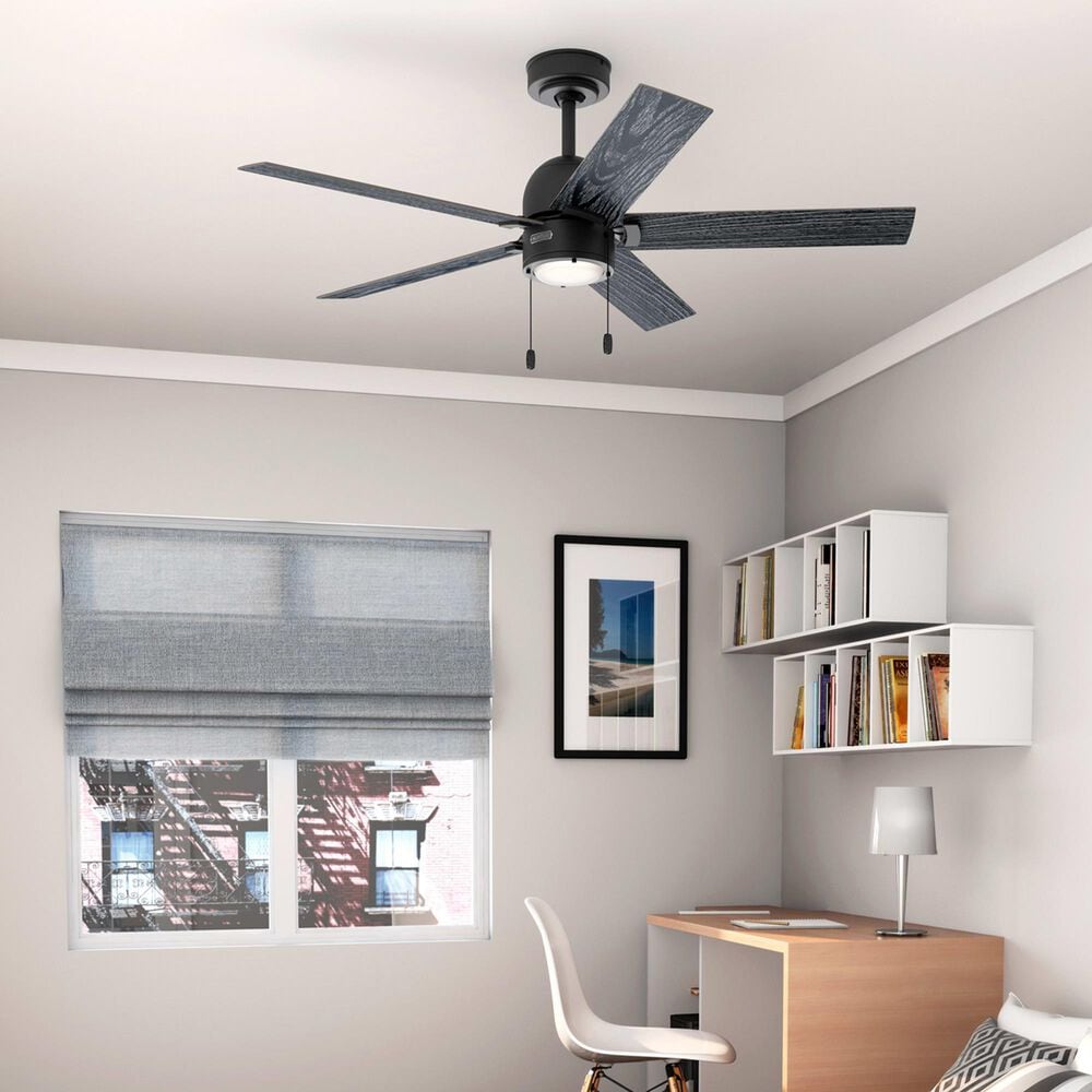 Hunter Erling 52&quot; Ceiling Fan with LED Light in Matte Black, , large