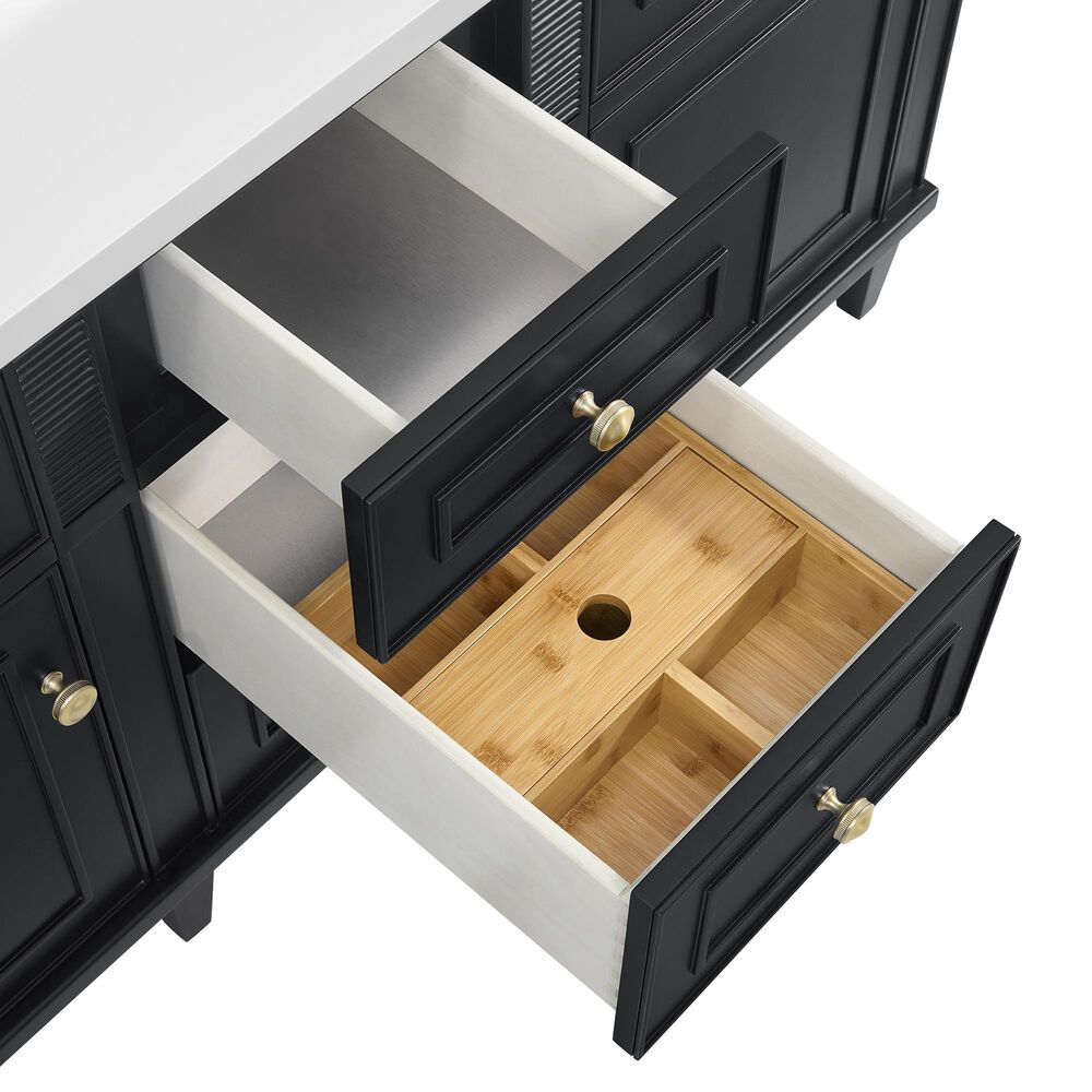 James Martin Vanities Lorelai 60" Double Bathroom Vanity in Black Onyx with 3 cm Eternal Jasmine Pearl Silestone Top, Rectangular Sinks and FreePower Wireless Charger, , large