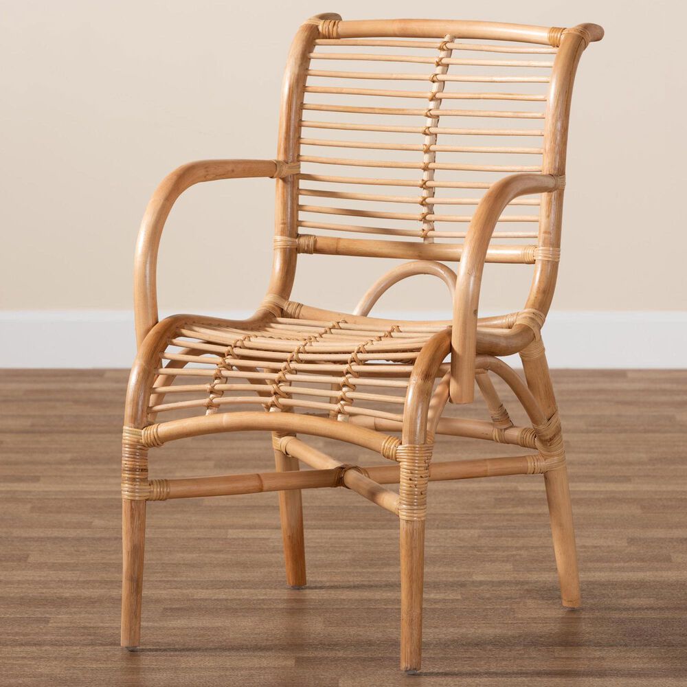 Baxton Studio Seminyak Lounge Chair in Natural Brown, , large