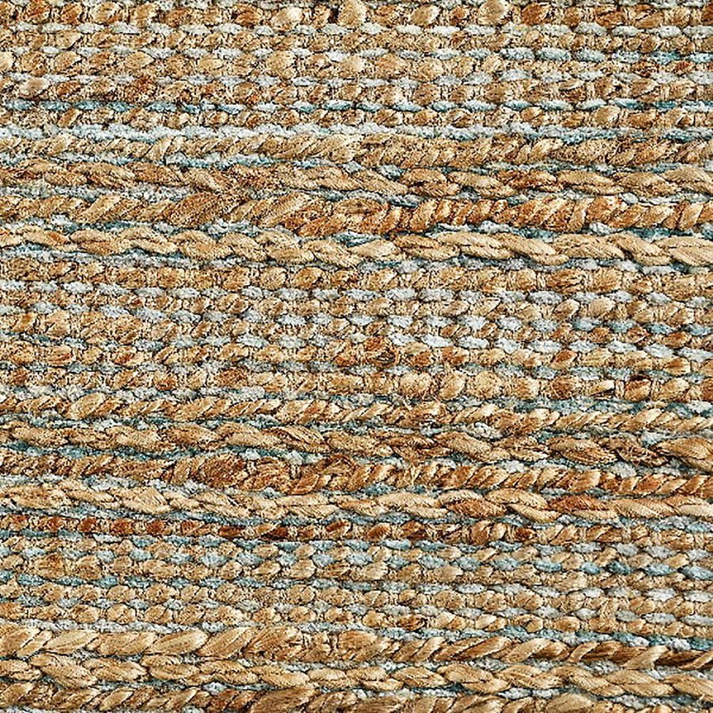L&amp;R Resources Natural Fiber Braided 2&#39;6&quot; x 7&#39;9&quot; Spa Blue, Tan and Aqua Blue Runner, , large
