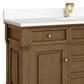James Martin Vanities Brookfield 60" Single Bathroom Vanity in Honey Oak with Single Hole 3 cm White Zeus Quartz Top and Rectangular Sink, , large