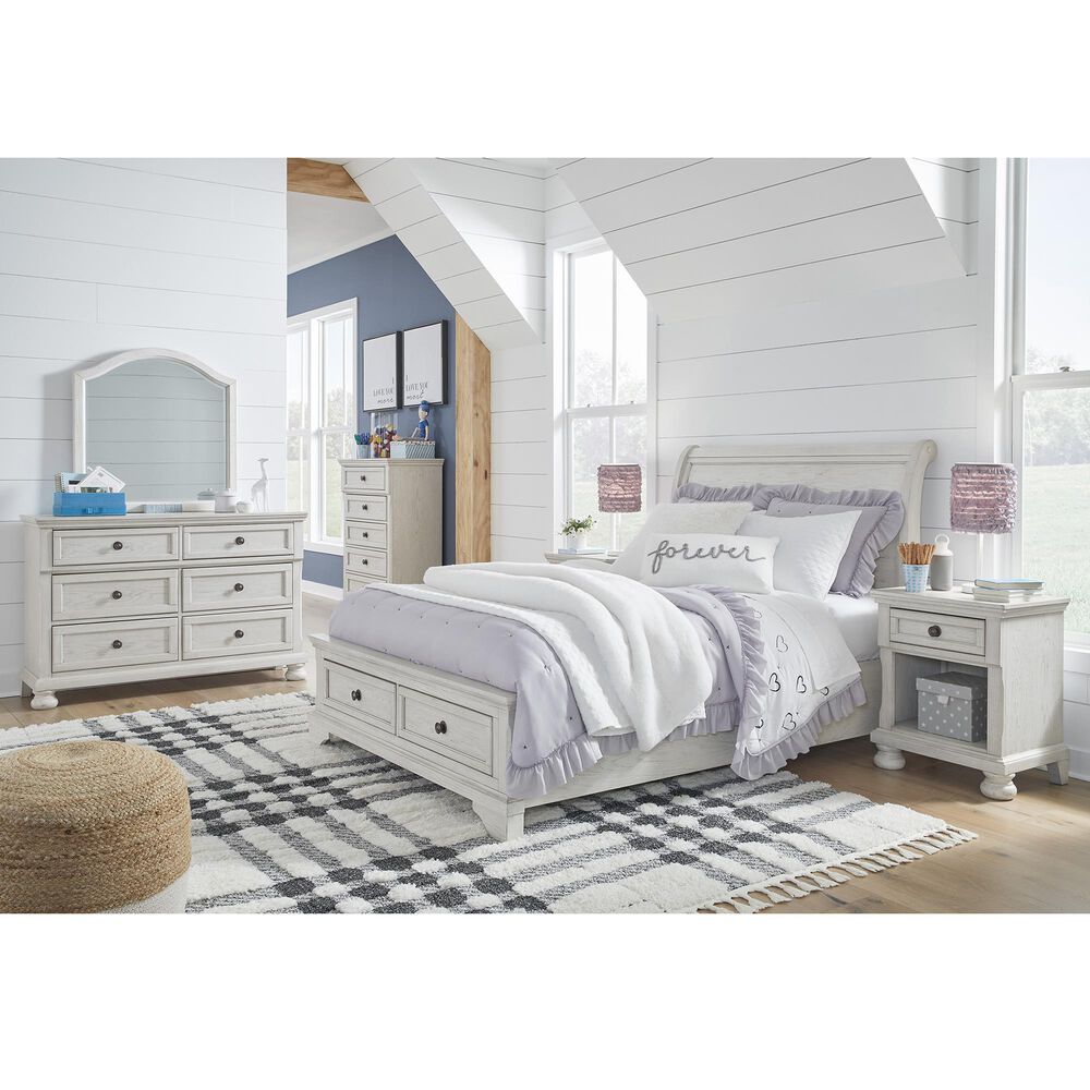 Ashley Robbinsdale 4-Piece Full Storage Bedroom Set in Antique White, , large