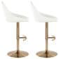 LumiSource Diana Adjustable Barstool with White Faux Leather Upholstery in Gold (Set of 2), , large